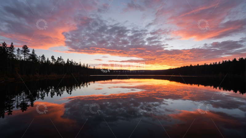 高清大图下载【趣麦麦图】湖泊日出自然风光