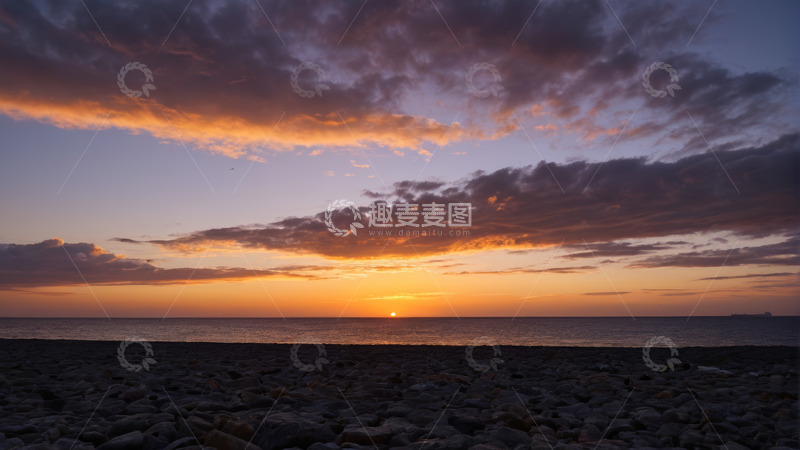 高清大图下载【趣麦麦图】海滩日落天空风景