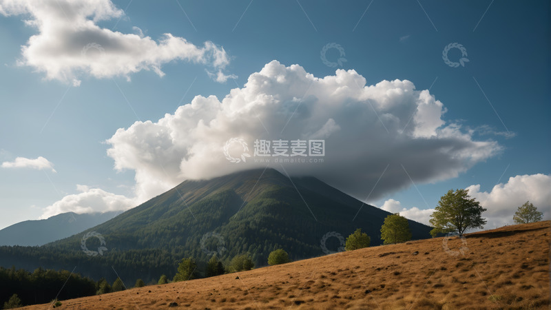 高清大图下载【趣麦麦图】蓝天白云下的群山风光