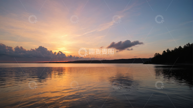 高清大图下载【趣麦麦图】湖畔日落自然风景