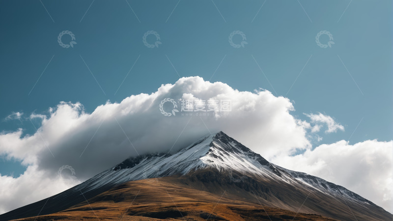 高清大图下载【趣麦麦图】雪山与云层自然风光