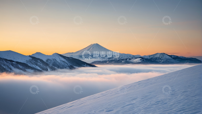 高清大图下载【趣麦麦图】雪山云海日出自然风光