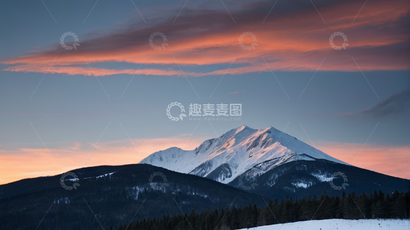 高清大图下载【趣麦麦图】雪山日出自然风光