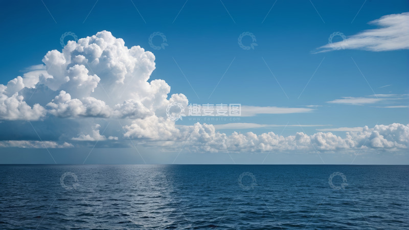 高清大图下载【趣麦麦图】海面上方的蓝天白云景观