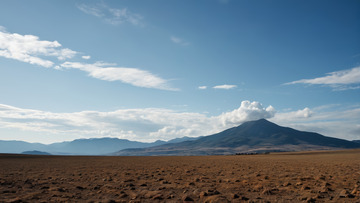 广阔荒原与远处山峦景观