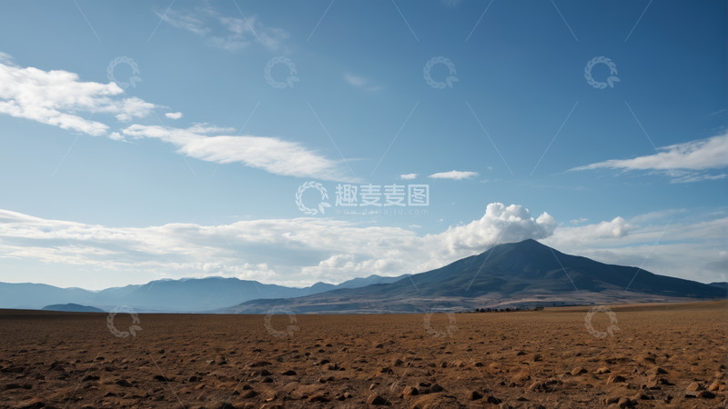 高清大图下载【趣麦麦图】广阔荒原与远处山峦景观