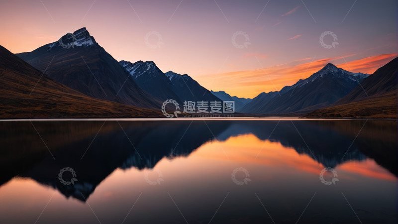 高清大图下载【趣麦麦图】山间湖泊日出美景