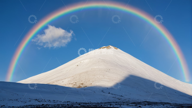 高清大图下载【趣麦麦图】雪山之上的彩虹景观