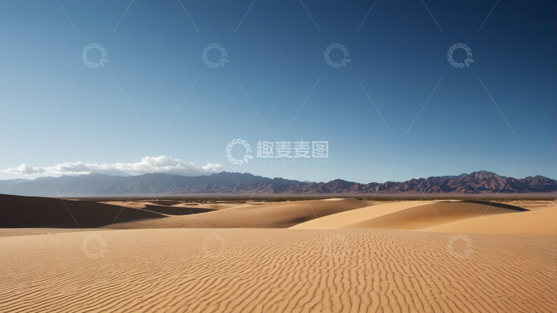 高清大图下载【趣麦麦图】广袤沙漠与远处山脉全景