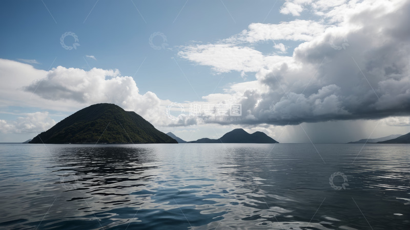 高清大图下载【趣麦麦图】海上岛屿与蓝天白云景观