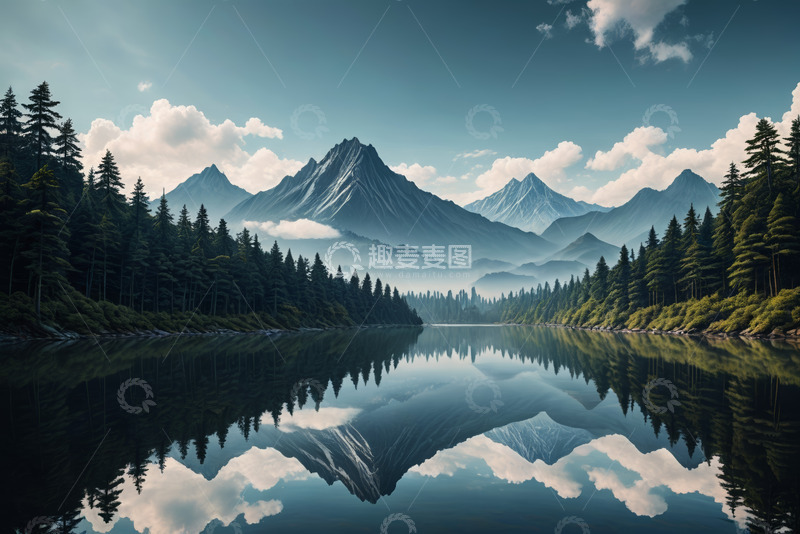 高清大图下载【趣麦麦图】山林湖泊自然风光