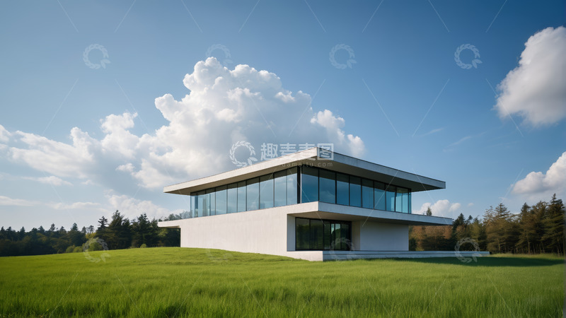 高清大图下载【趣麦麦图】草地上的现代风格两层住宅