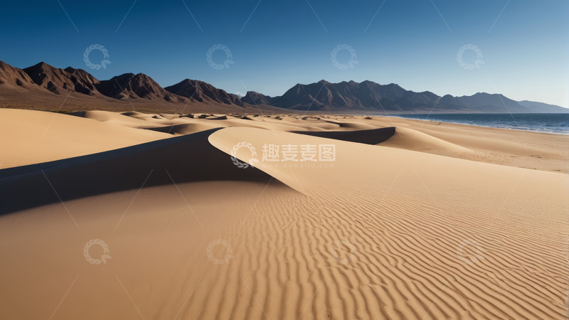 高清大图下载【趣麦麦图】沙漠与海洋交界自然风光