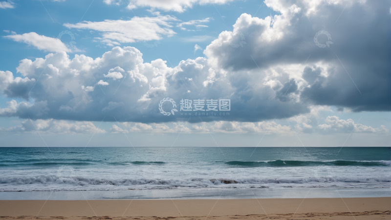 高清大图下载【趣麦麦图】海边沙滩天空海洋风景照