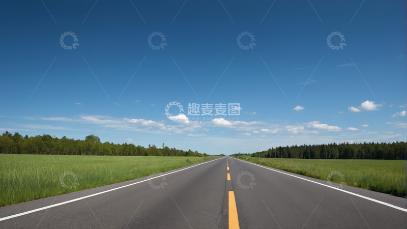 高清大图下载【趣麦麦图】开阔田野间的公路景象