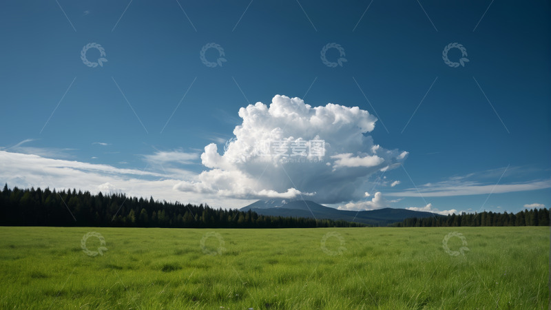 高清大图下载【趣麦麦图】草原蓝天白云森林远景