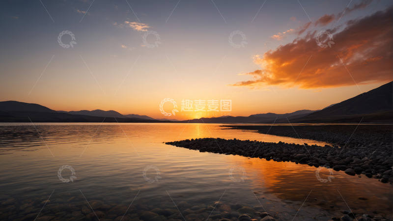 高清大图下载【趣麦麦图】湖边日落自然风光