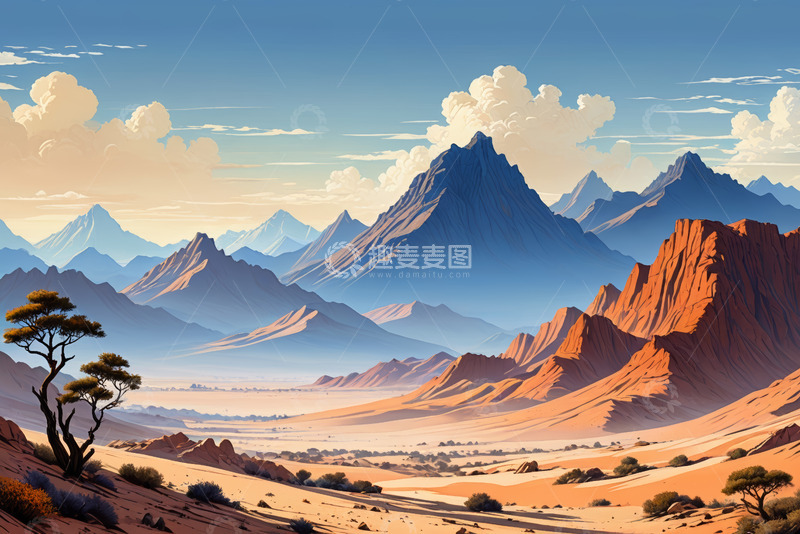 高清大图下载【趣麦麦图】沙漠山脉自然风光