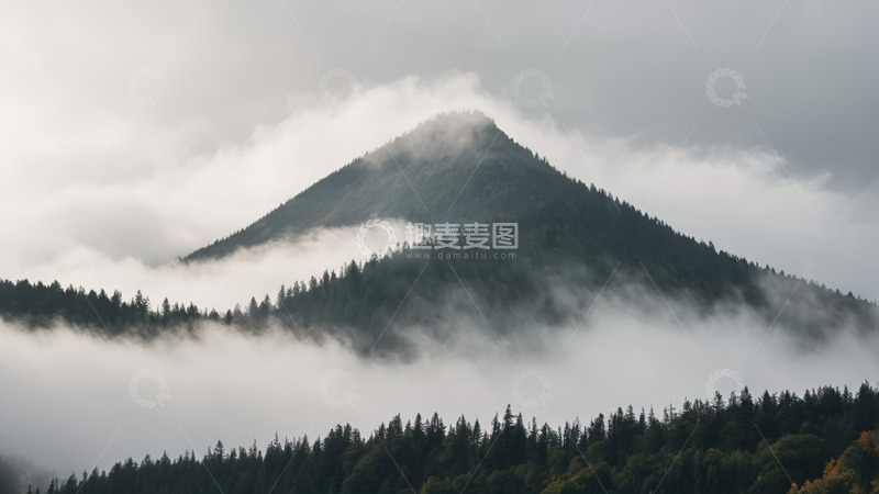 高清大图下载【趣麦麦图】云雾缭绕的山林风景