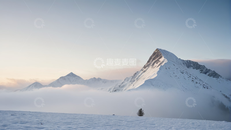 高清大图下载【趣麦麦图】雪山雪景自然风光全景