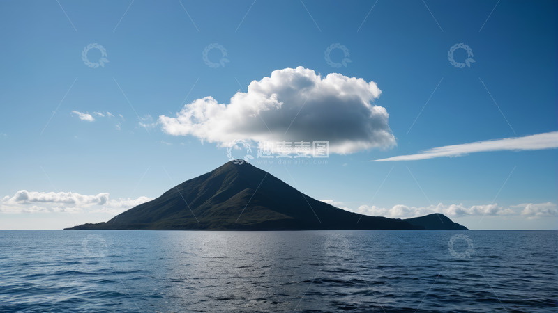 高清大图下载【趣麦麦图】海上孤岛与蓝天白云景观