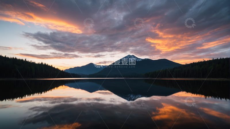 高清大图下载【趣麦麦图】湖泊山林日出自然风光