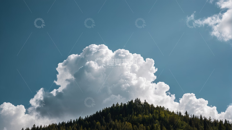 高清大图下载【趣麦麦图】山林上方蓝天白云自然景象