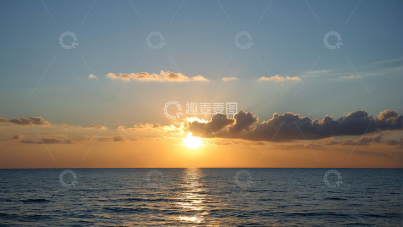 高清大图下载【趣麦麦图】海上日落自然景观