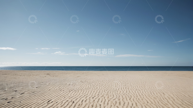 高清大图下载【趣麦麦图】空旷沙滩与远处海洋风景