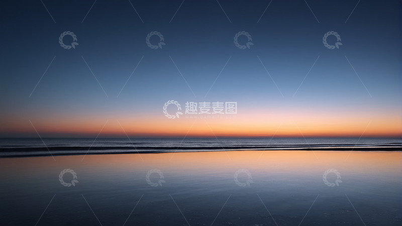 高清大图下载【趣麦麦图】海滩日出时的平静海面