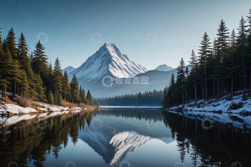 高清大图下载【趣麦麦图】雪山湖泊森林自然风光
