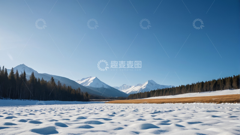 高清大图下载【趣麦麦图】雪山森林雪景自然风光