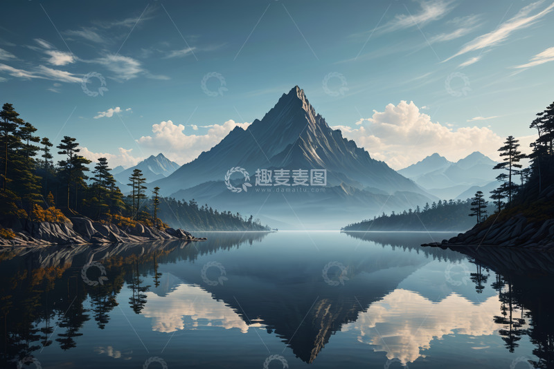 高清大图下载【趣麦麦图】山水湖泊自然风光全景