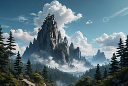 壮丽山景与森林自然风光