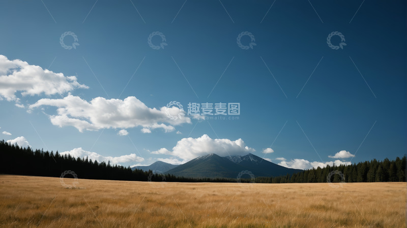 高清大图下载【趣麦麦图】草原山林蓝天白云风景