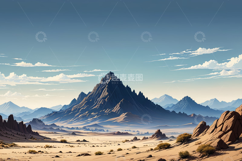 高清大图下载【趣麦麦图】沙漠山脉自然风光全景