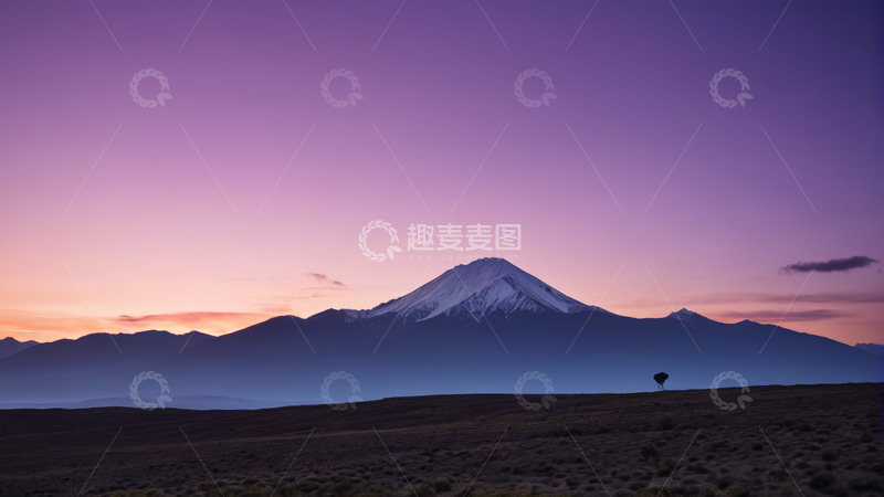 高清大图下载【趣麦麦图】雪山日出户外远景