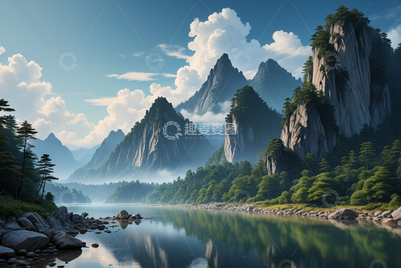 高清大图下载【趣麦麦图】山水相依的自然风光