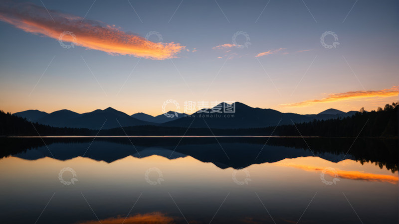 高清大图下载【趣麦麦图】湖泊山脉日出自然风光