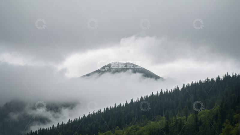 高清大图下载【趣麦麦图】云雾缭绕的山林景观