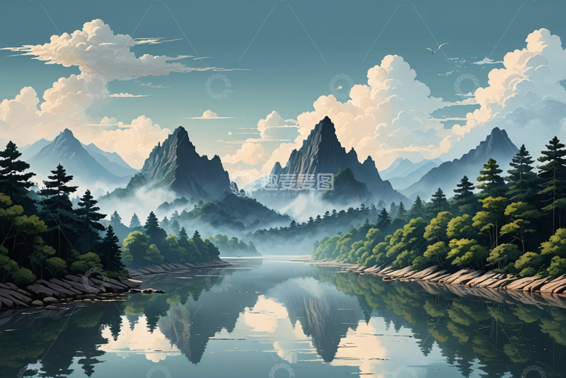 高清大图下载【趣麦麦图】山水湖泊自然风光