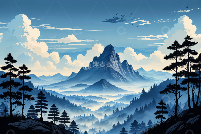 高清大图下载【趣麦麦图】山林云海自然风光全景