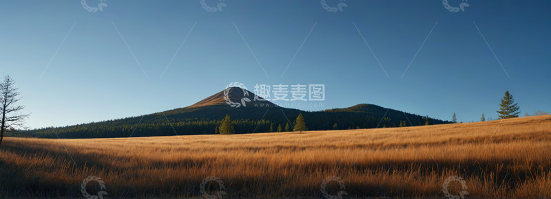 高清大图下载【趣麦麦图】草原远山森林自然景观