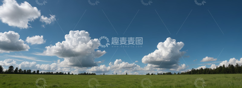 高清大图下载【趣麦麦图】广阔草原上的蓝天白云景观