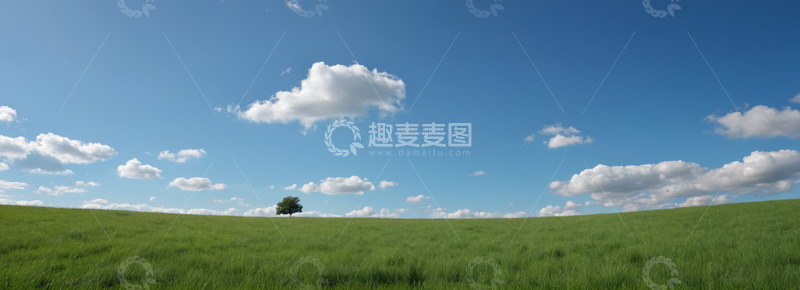 高清大图下载【趣麦麦图】广阔草地与蓝天白云风景