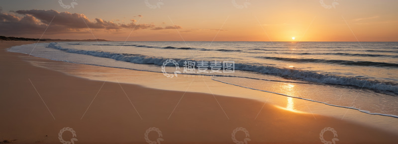 高清大图下载【趣麦麦图】海滩日落时分海景