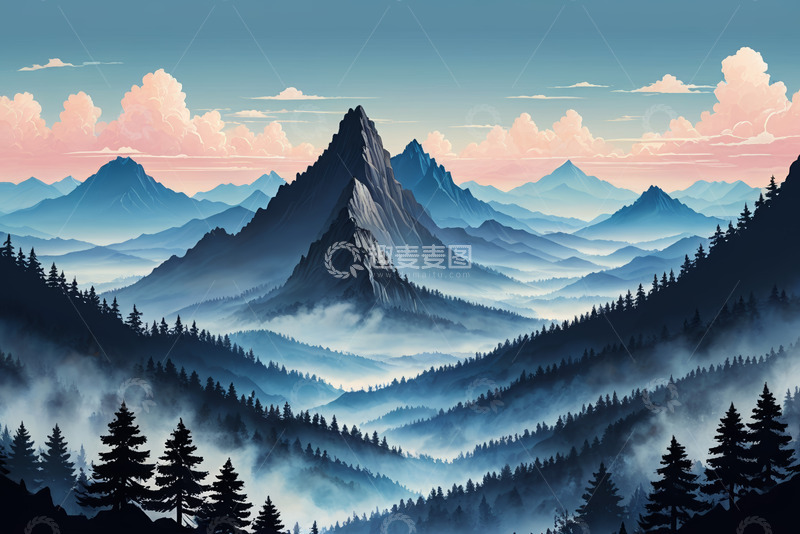 高清大图下载【趣麦麦图】山林云海自然风光远景