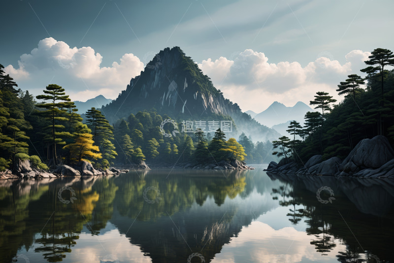 高清大图下载【趣麦麦图】山水相依自然风光