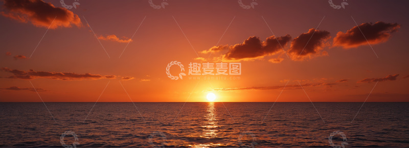 高清大图下载【趣麦麦图】海上日落全景