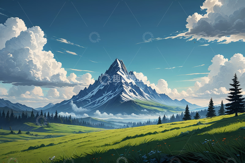 高清大图下载【趣麦麦图】高山草原自然风光全景